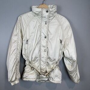 Kaelin Skiing Finesse Ivory Puffer Coat Womens Size 10 Vintage 90s Y2K